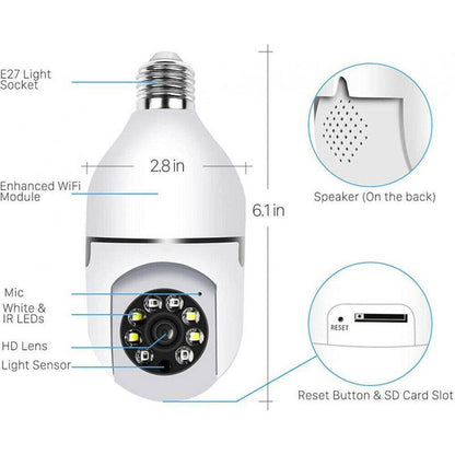 IR E27 Light Bulb Camera 1080P HD Wireless Wifi Smart Home Security Camera